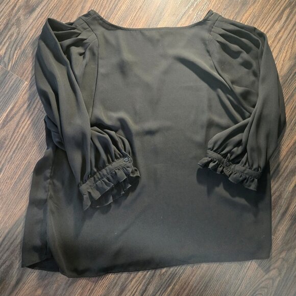 ZAC & RACHEL Black Polyester Boho/Peasant Style Blouse SIZE XL - Picture 2 of 10